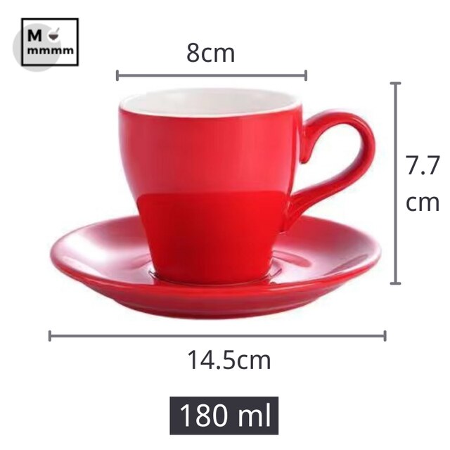 Bts-taza grande de cerámica para café, tazas de café con platillos, de Color sólido, para té, cambia de Color: red