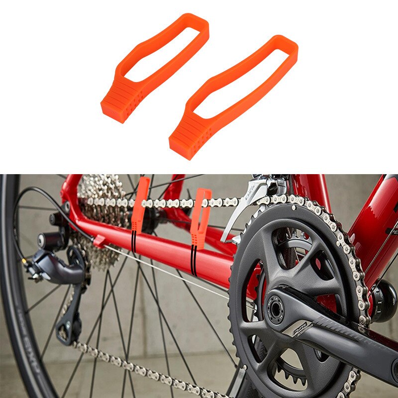 2 Stuks Rubber Bike Chain Beschermhoes Frame Chain Chainstay Guard Pad Voor Mountainbike N66: Oranje