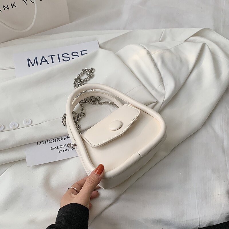 Mini Leuke Pu Lederen Crossbody Tassen Met Korte Handvatten Voor Vrouwen Eenvoudige Branded Luxe Zilveren Ketting Schouder Handtassen: D