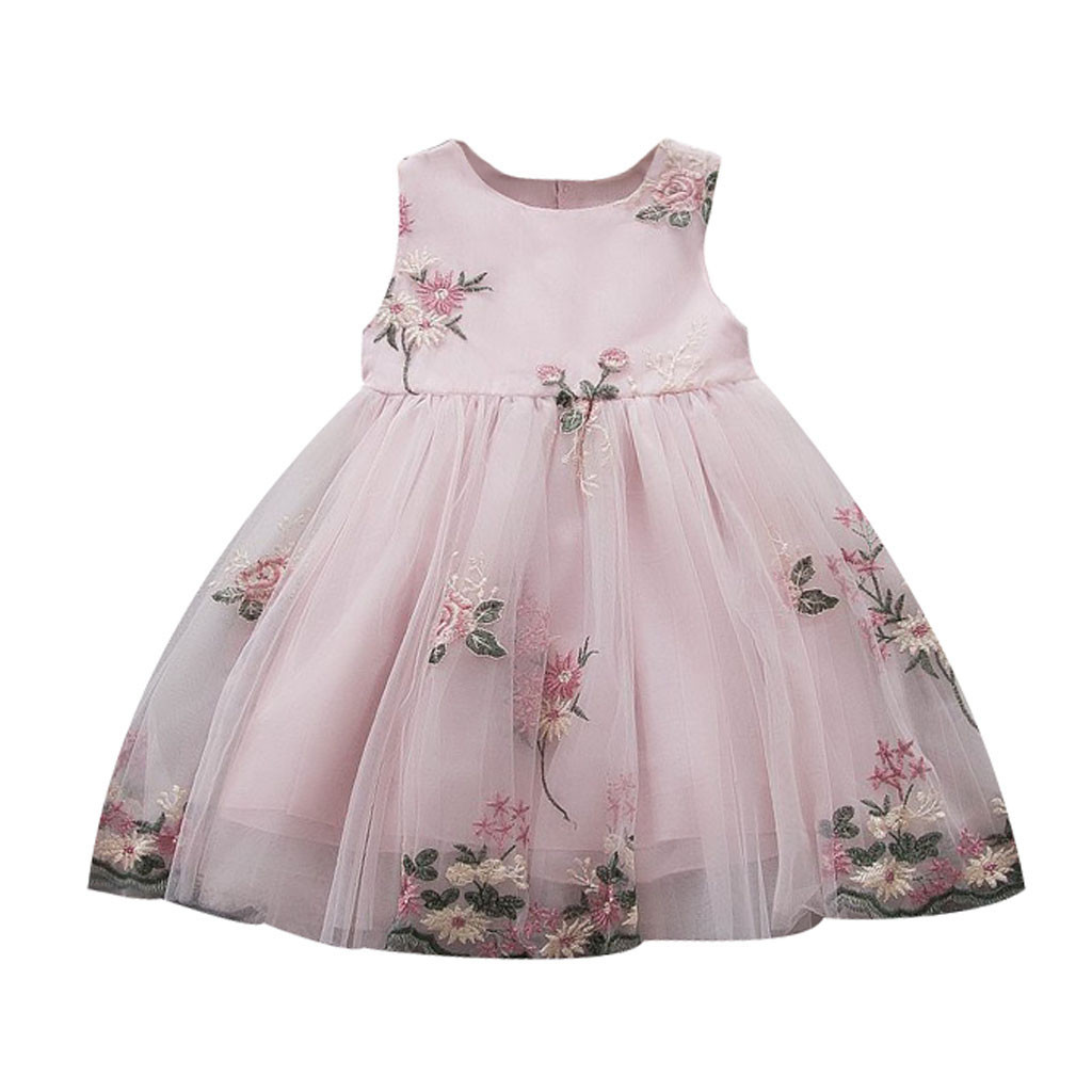 Babyhug Woven Sleeveless Mesh Party Dress With Floral Corsage - Multicolor main image 1