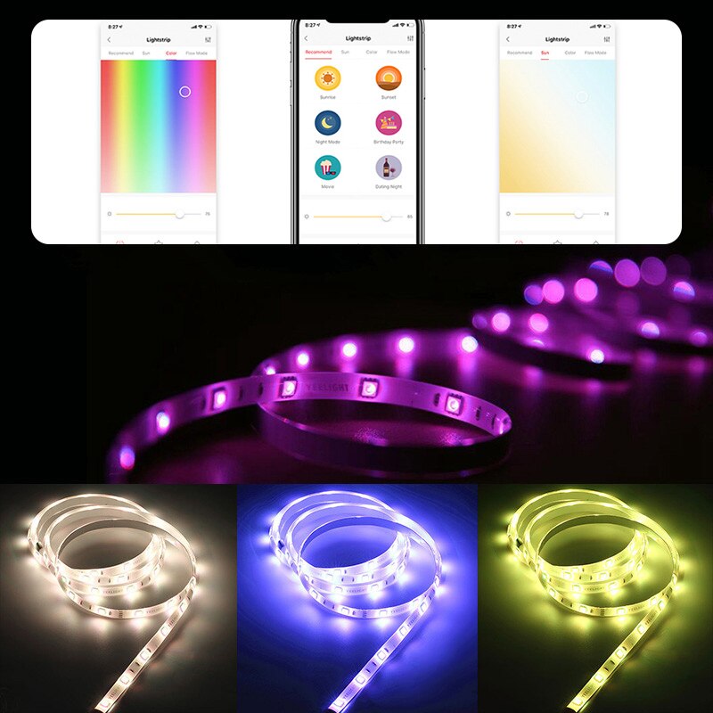 2020 Yeelight Luce di Striscia 1S di Colore del LED 2m Banda di Luce Intelligente RGB Allungabile Fino a 10m Smart Home, Casa Intelligente wiFi A Distanza di Controllo