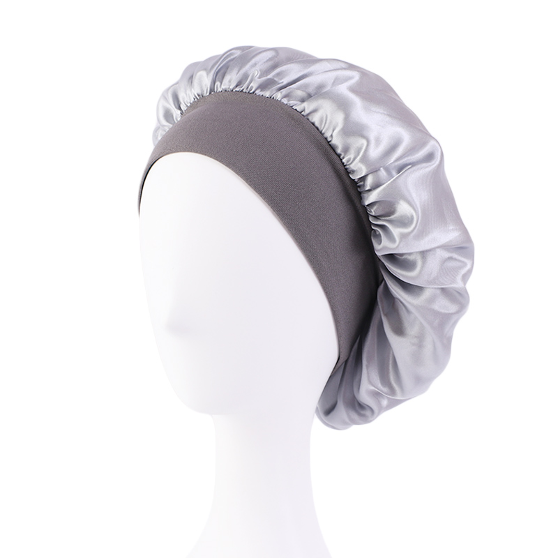 Satin Wide Brim Nightcap Silky Bonnet Hair Wrap for Sleeping Sleep Cap With Elastic Soft Band Styling Cap Hair Wrapping Tool