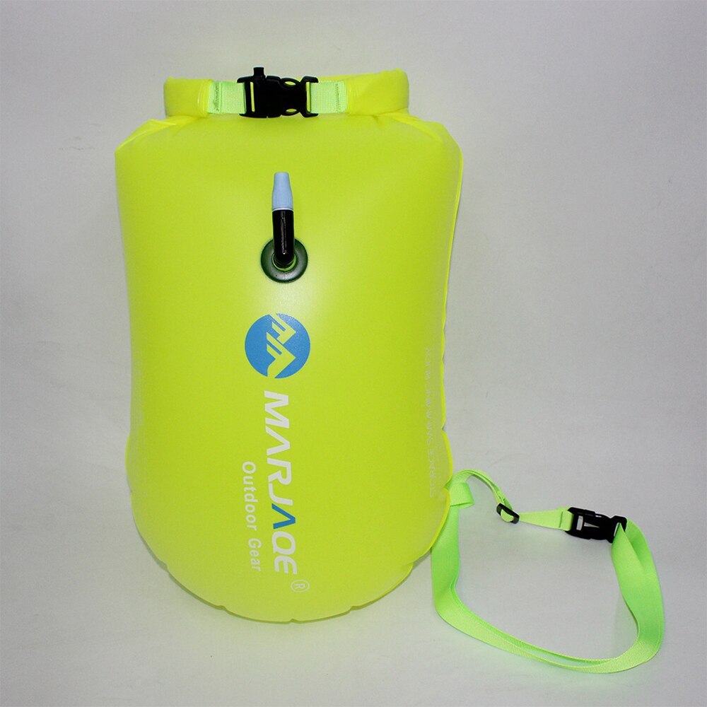 20l svømmetasker oppustelig svømmebøje redningstaske blår flydende tør taske svømning dykning sikkerhedssignal airbag oppustningsring: Fluorescerende grøn