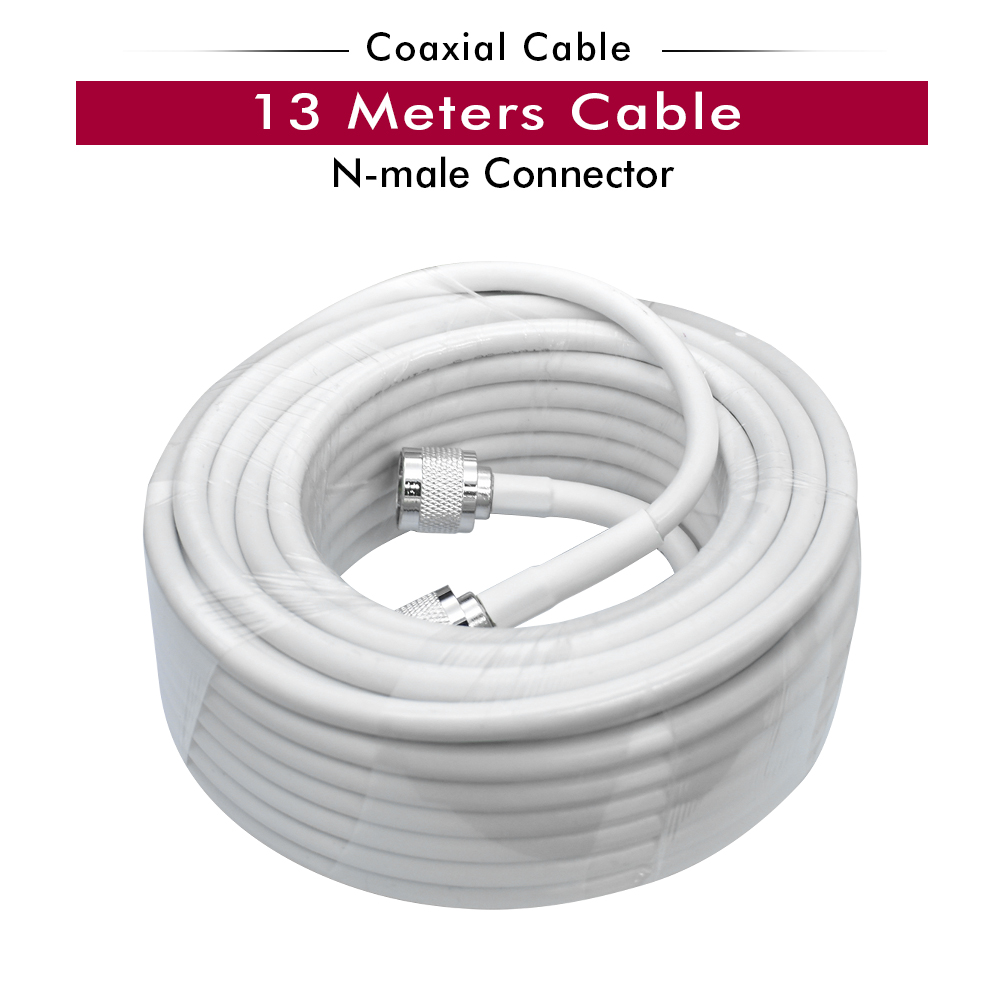 Cable Coaxial blanco RG6 de 13 metros, conector macho N a N macho, Cable de antena Coaxial de baja pérdida para amplificador de señal de teléfono celular