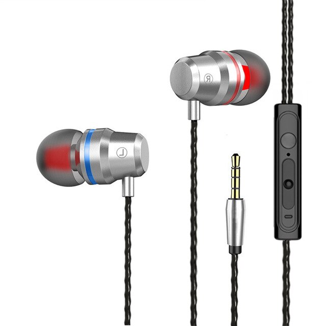 3.5mm Wired Earbuds Headphones Sports Earphone Earpiece With Mic Stereo Headset fone de ouvido For Samsung Xiaomi Phone Computer: Silver