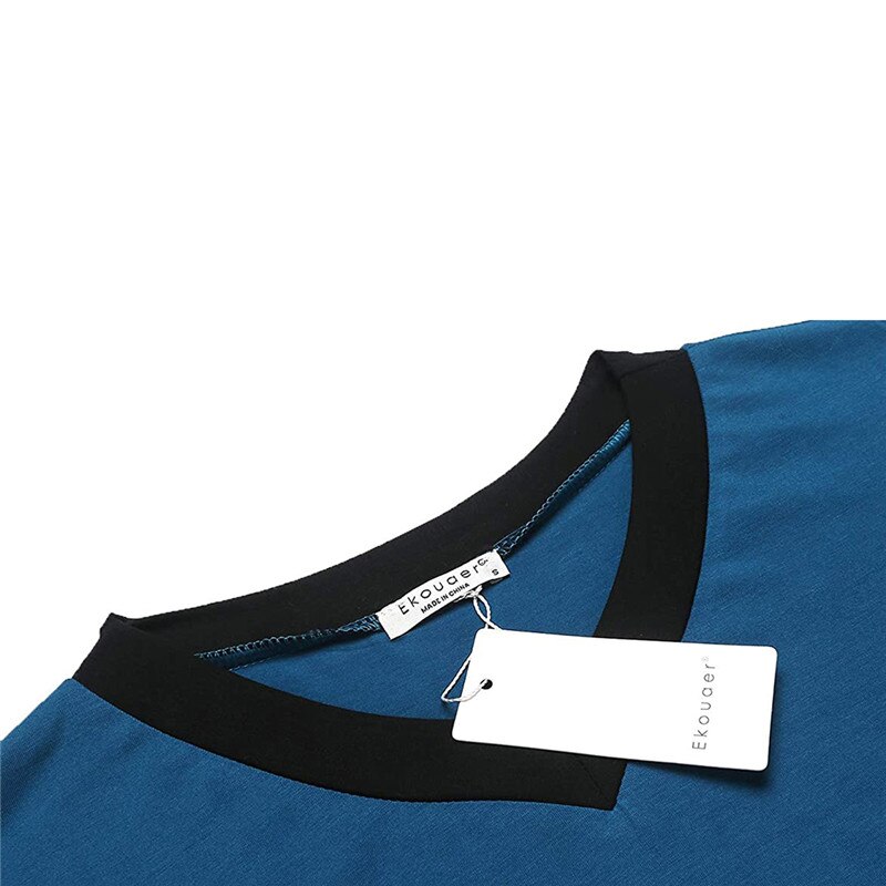 Chemise de nuit en coton doux pour hommes, Robes à manches courtes, col en v, ample, vêtements de nuit décontractés, hauts longs, été