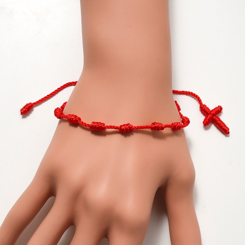 2Stck 7 Knoten rot Schnur Armbinde für Schutz Bösen blick Gute Glück Amulett für Erfolg Wohlstand Freundschaft Armbinde Für frauen