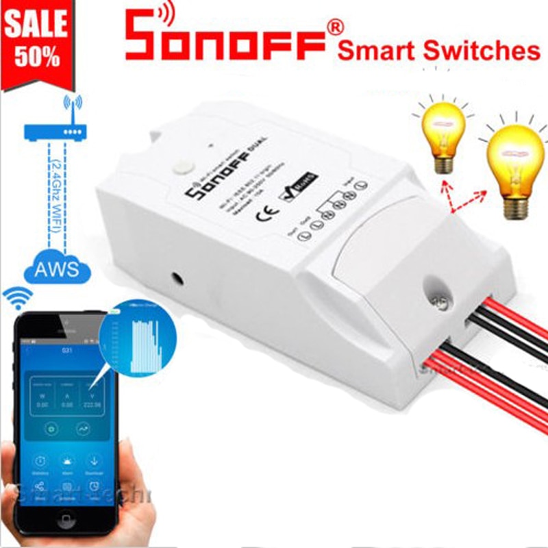 Sonoff duplo 2ch wi-fi luzes interruptor de controle dois dispositivo multi-dispositivo controlado s interruptor sem fio inteligente com alexa casa do google