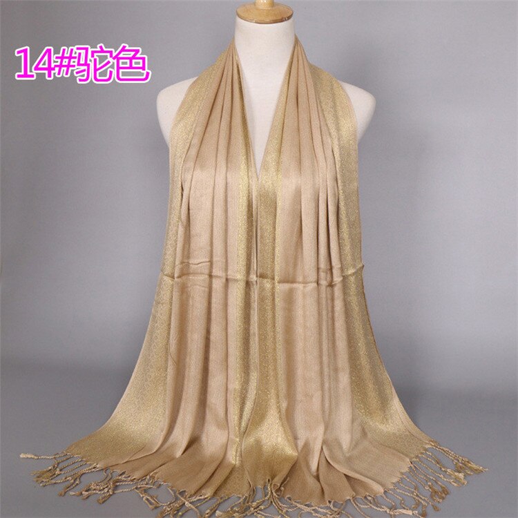 NEUE frauen Gold baumwolle einfarbig muslimischen kopf schal schals und wickelt pashmina bandana weiblich foulard damen hijab speichert: 8