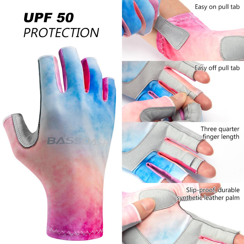 Bassdash ALTIMATE UPF 50+ Women’s Fishing Gloves UV Sun Protection Fingerless Gloves for Kayaking Paddling Hiking Cycling