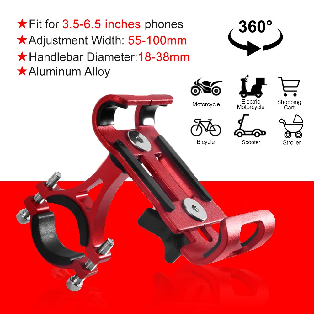 Aubtec Motorcycle Mtb Fiets Stuur Mount Mobiele Telefoon Houder Gps Fiets Telefoon Houder Fiets Accessoires: Red Rotatable