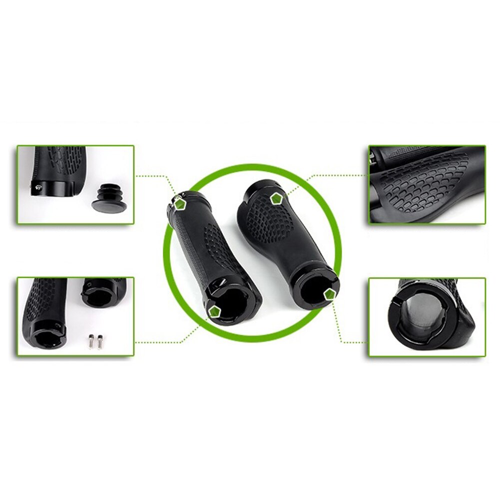 Bike Handlebar Grips Non-Slip Ergonomic Double Lock-on Bike Grips for MTB, BMX with Bar End Caps