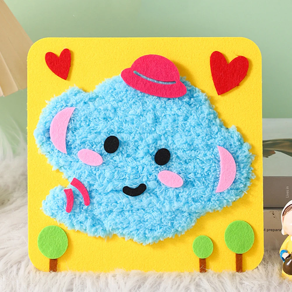 Handmade Wool Embroidery Children's Handmade Plush Sewing Board DIY Sewing Plush Animals Educational Craft Kit: DEEP BLUE