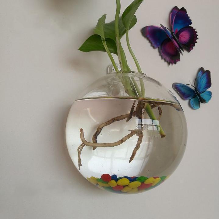 Acrylic Fish Bowl Wall Hanging Aquarium Tank Aquatic Wall Mount Fish Tank For Betta Fish Flower Plant Vase Home Decor: 10CM