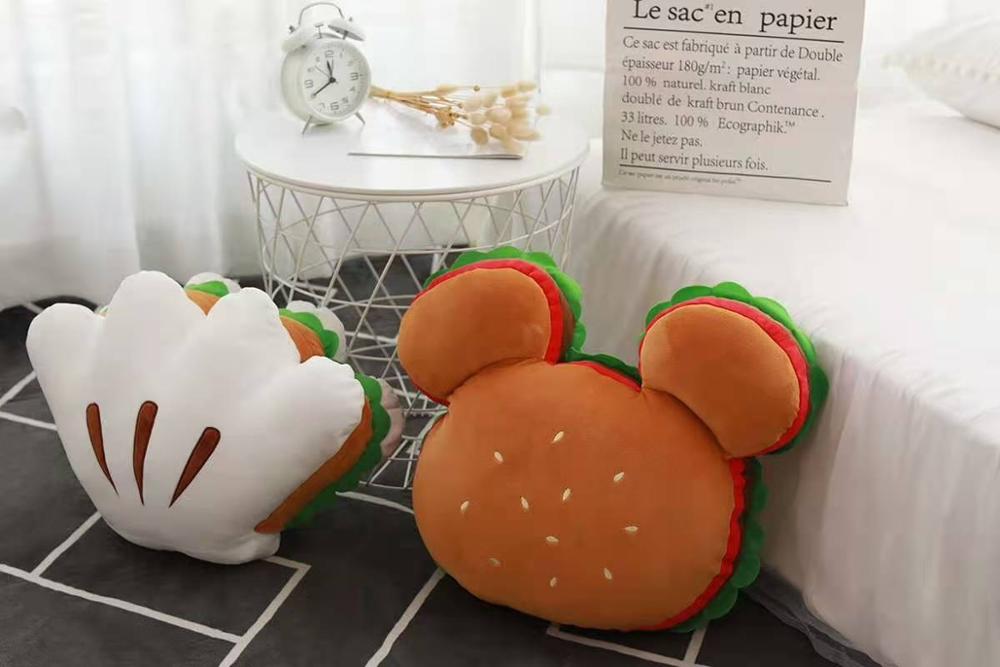JY mignon rouge Hamburger gant forme oreiller coussin en peluche jouets 45*35*20cm WJ02