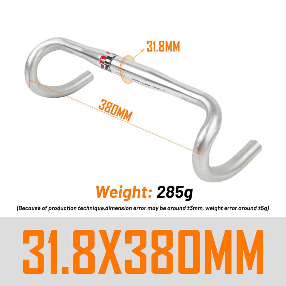 UNO CR12 Aluminium Alloy Road Bicycle Handlebar Matte Bar Red/White Logo 25.4/31.8*380/400/420/440mm Bike Parts: 31.8-380 Silver Red