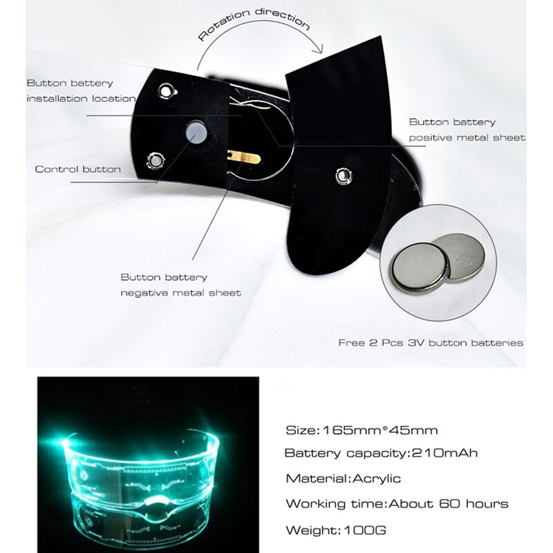 Lunettes de soleil LED Shoous pour hommes et femmes, lunettes punk vintage, lunettes lumineuses colorées, nuances UV400, fête de Noël,