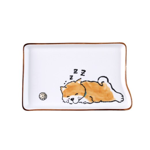 Cartoon Puppy Japanse Stijl Vierkante Plaat Keramische Plaat Rechthoekige Sushi Tray Leuke Hond Schotel Creatieve Kinderen Diner Plaat: Shiba Inu