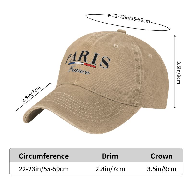 Tilpasset punk bomull paris frankrike grafisk baseballcaps menn kvinner justerbar pappahatt sport