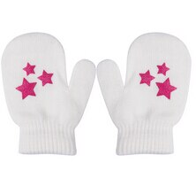 Mitaines en tricot doux pour enfants, 1 paire, motif étoile à pois et cœur, gants chauds pour garçons et filles: WHITE