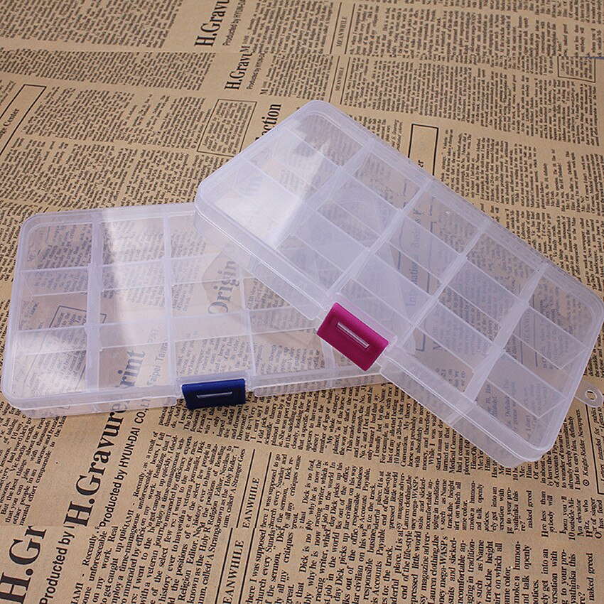 1Pc 15 Slots Milieuvriendelijke Plastic Vierkante Huishouden Opbergdoos Case Oorbel Sieraden Container Thuis Organisator Kleurrijke Doos