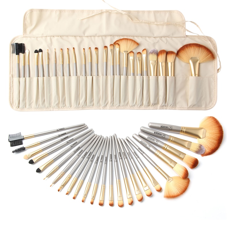 Vanderlife 24pcs Makeup Brushes Set 6 Colors Beauty Cosmetic Make Up Tools Foudation Eyeshadow Brush Set With Case