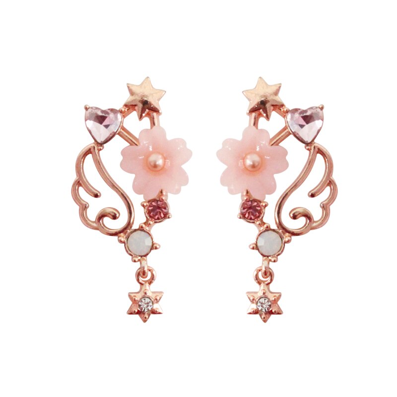 SANSUMMER Vrouwen Sieraden Sets Meisje Goud Roze Boog Sakura Earring Ketting Zoete Mooie Metalen Vrouwelijke Sieraden Sets 5709: 5709