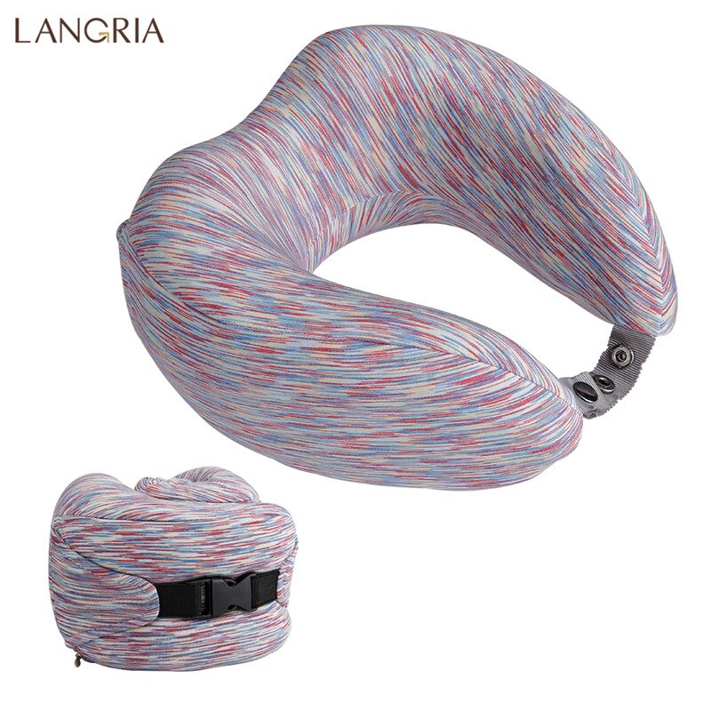 LANGRIA U Shaped Travel Pillow Memory Foam Neck Pillow Car Air Flight Inflatable Pillows Neck Support Headrest Cushion Soft