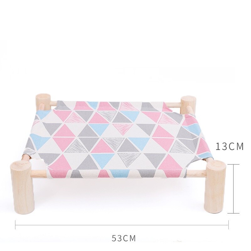 Cama elevada extraíble para gatos, casa de madera de lona transpirable para conejos pequeños, suministros para perros: 4 Pink Triangle