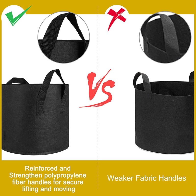 5Pack Non-Woven Fabric Grow Bags for Tomatoes Seed Breathable Plant Pots Potato Growing with Lengthen Handle