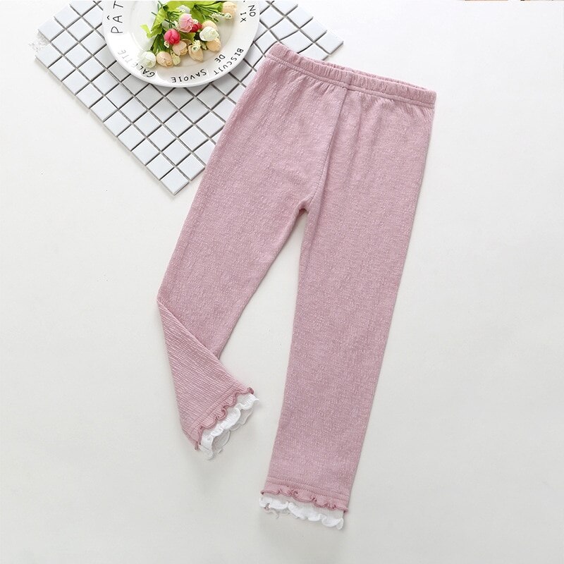 2022 Plain Pink Summer Girls Pants and Leggings Kids Ankle Length 1 2 3 4 5 6 7 8 Years Old Kids Clothes OKL194006