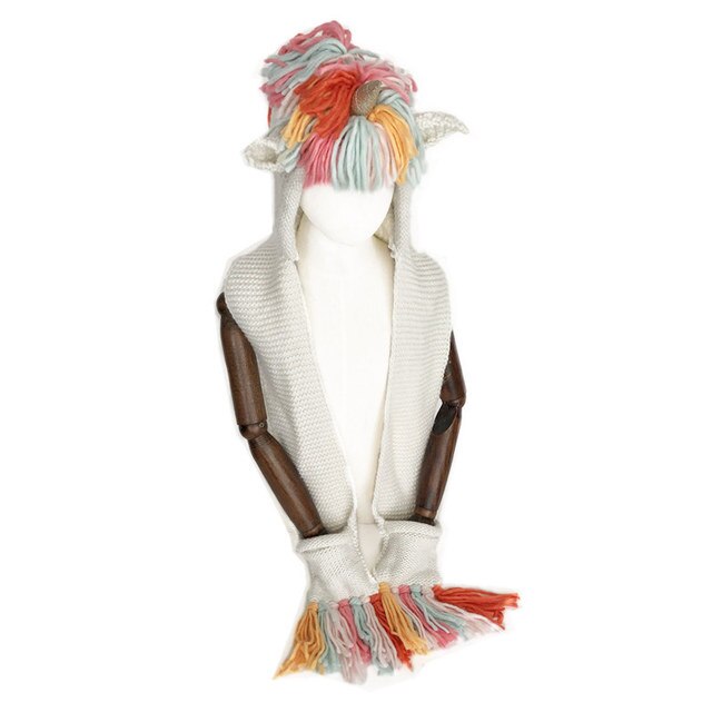 Baby Kint Unihorn Dier Cartoon Hoed voor Meisjes Warm Tassel Hand Made Kleding Winter kinderen Cap kinderen Hoed 2-8 jaar: riotous profusion