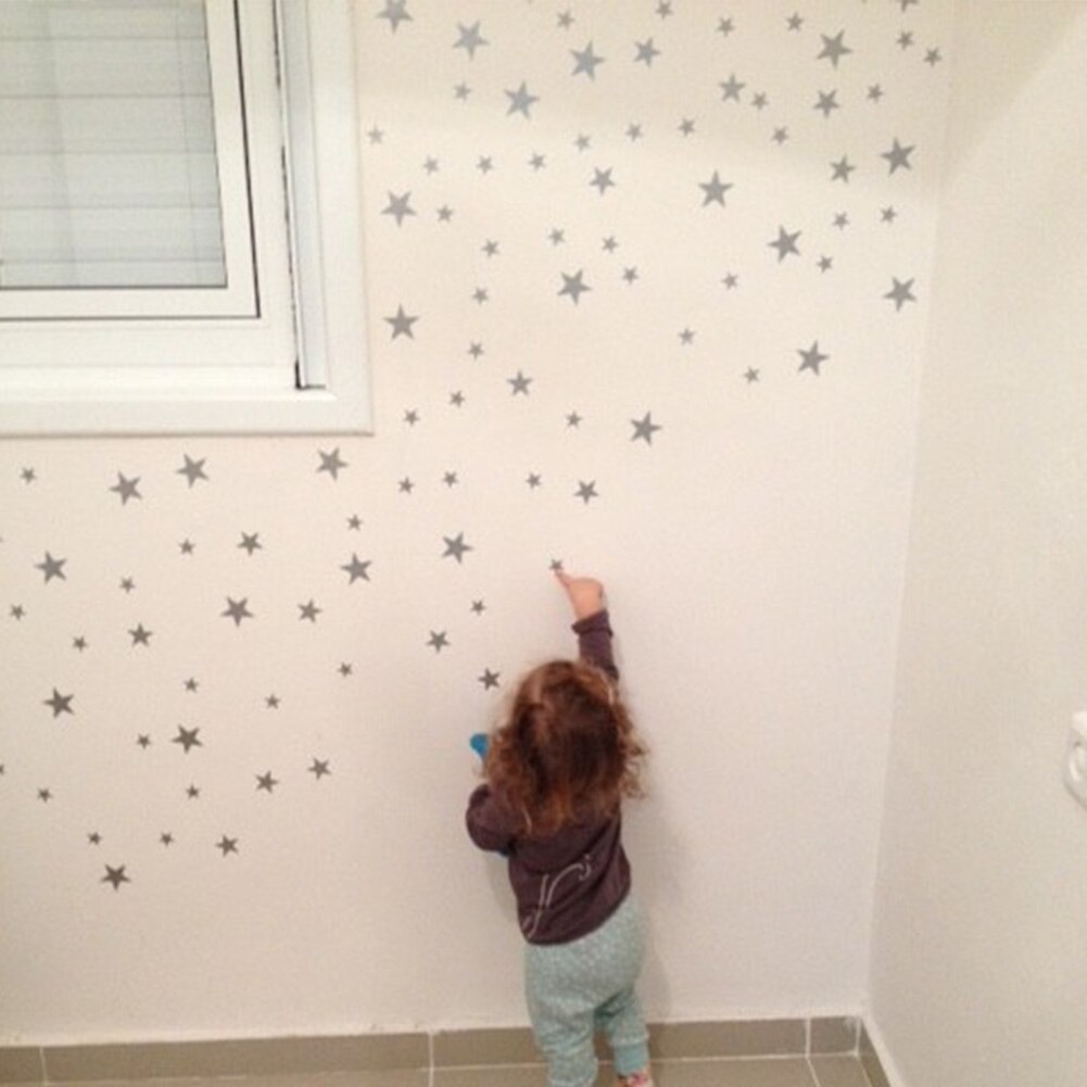 55pcs/set Window Glass Art PVC Star Pattern Vinyl Wall Sticker Self Adhesive Easy Paste Baby Kid Nursery Various Size