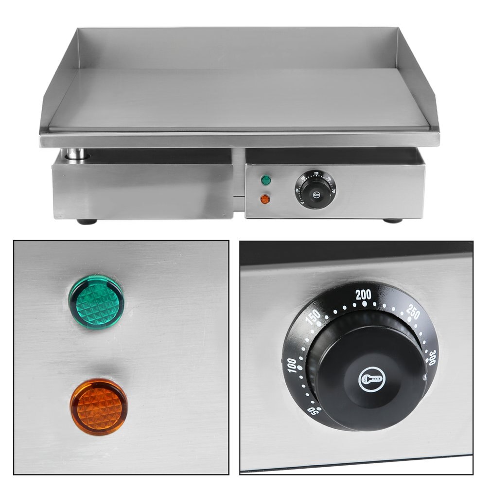 Commercial Electric Grill 1500W Electric Food Oven Stainless Steel Restaurant BBQ Grill Desktop Steak Machine US Plug