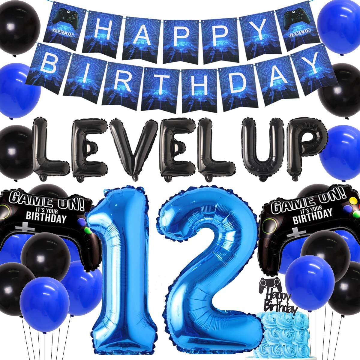 Video Game 12th Birthday Party Decorations 12 Years Old Birthday Party Supplies with Game Controller Balloons for Boys Girls