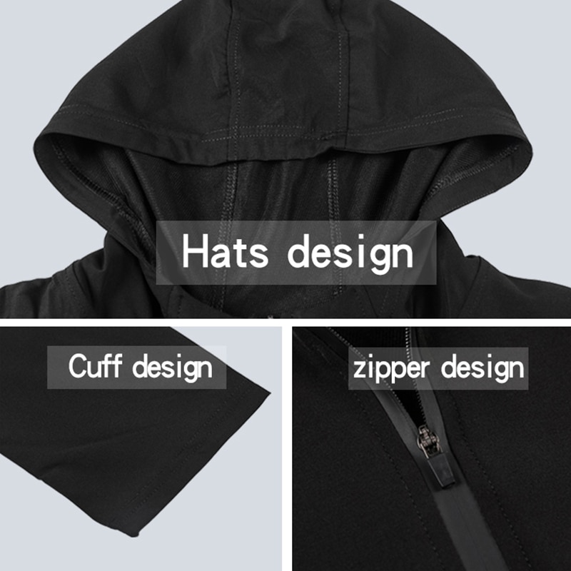 Men Running Jacket Hooded Zipper Sportswear High Elastic Athleisure Jacket Gym Clothing Fitness Quick Dry Male T-Shirts