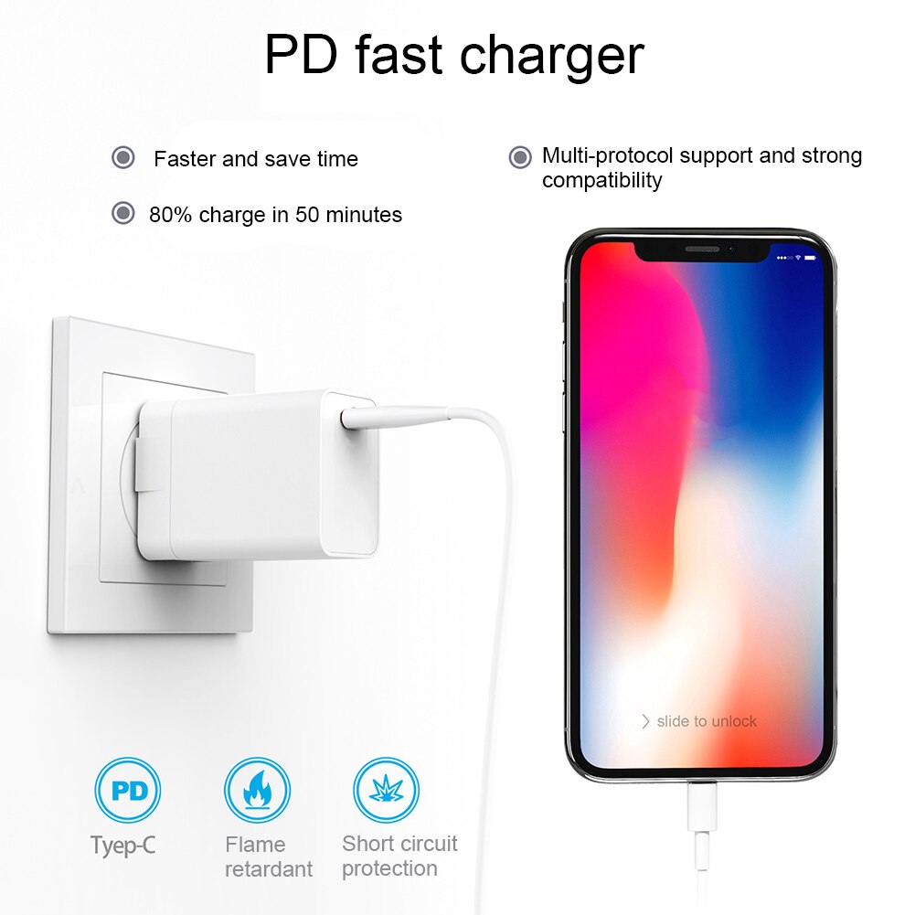 White 30W EU US Type C Charger Fast Quick PD Charger Mobile Phone Charger Adapter For IPhone Samsung Mobile Phone
