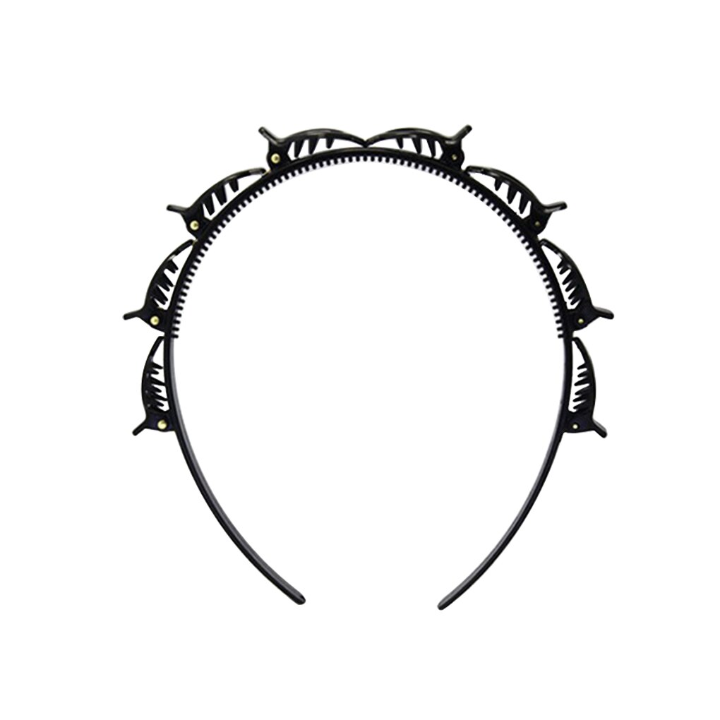 Braider Hair Clip Double Bangs Hairstyle Hairpin Hairband Salon Hair Decoration Hairband for Women Hairstyle Hairpin Accessory: Black