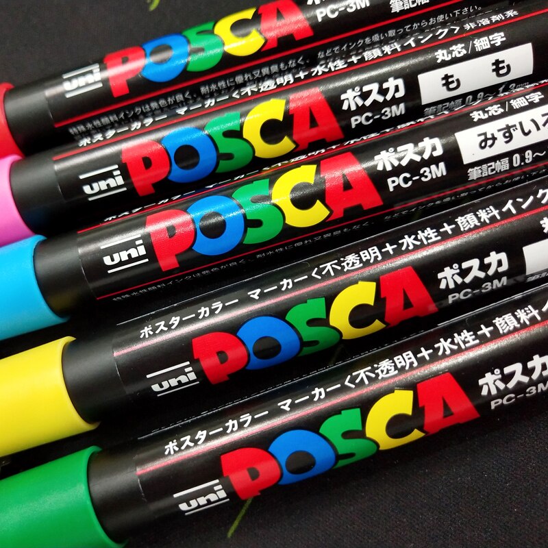 Uni POSCA PC-1M / 3M / 5M Pop Poster Werbung Stift auf wasserbasis Marker Stift Anfänger Malerei färbung Spezielle Marker Kuli-einstellen