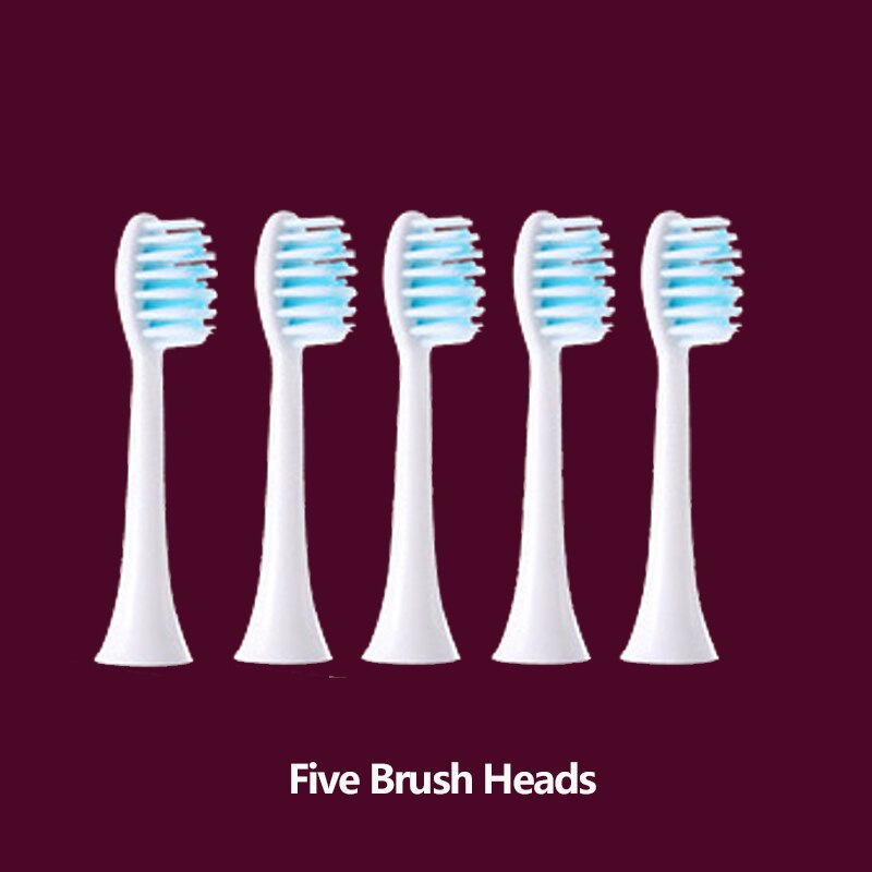 Genopladelig sonisk elektrisk tandbørste med udskiftning af tandbørstehoveder 5 tilstande vandtæt ultralydsbørste voksen: Fem hoveder