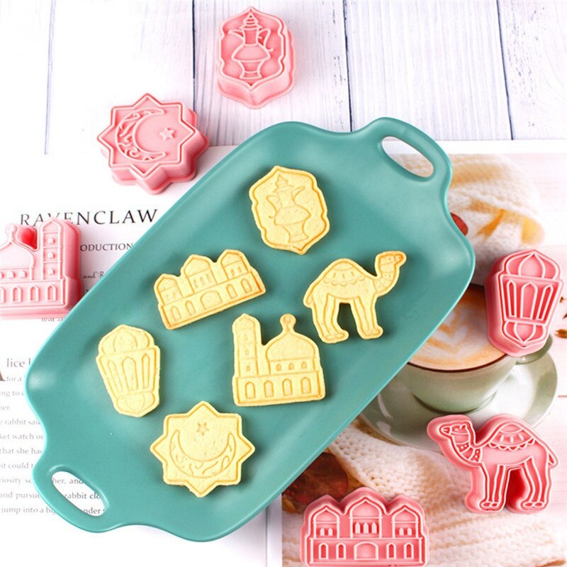 6 Stks/set Eid Mubarak Ramadan Biscuit Mold Cookie Cutter 3D Diy Cake Bakken Tools Bakken Cutter Mould Cake Decorating gereedschap