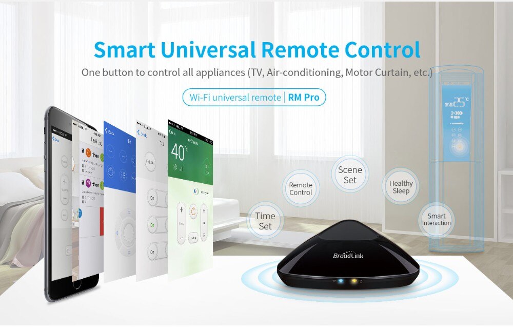 Nyeste broadlink rm pro + smart hjemmeautomatisering wifi + ir + rf universal controller til ios android
