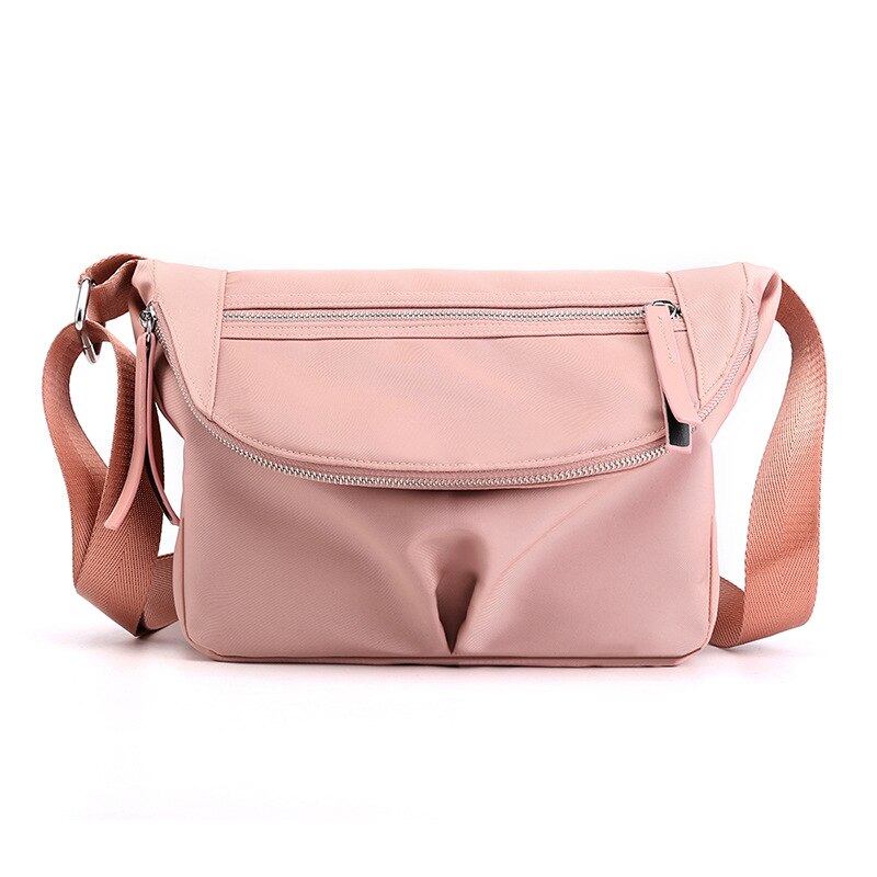 Nylon Schoudertas Herfst/Winter Vrouwen Mode In Zuid-korea Vrouwen Tas Hoge Capaciteit messenger Bag: Pink