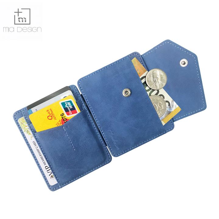 Mini Handmade open closure type bifold trick wallet smart pu magic wallet with strap