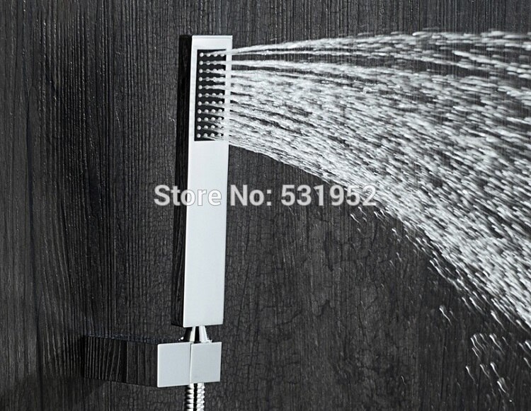 Copper Hand Shower Square Handheld Shower Head with Rub Clog-free Nozzles Chrome Finish: Shower Hose ABS Hold