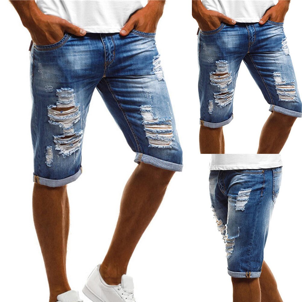 Mens Denim Chino Shorts Super STRETCH Skinny Slim Summer Half Pant Cargo Jeans