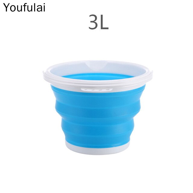 5c Bucket 10L/5L/3L Folding Water Bucket Collapsible Buckets Camping Outdoor Foldable Bucket Fishing Pot Durable Folding Bucket: 3L Blue