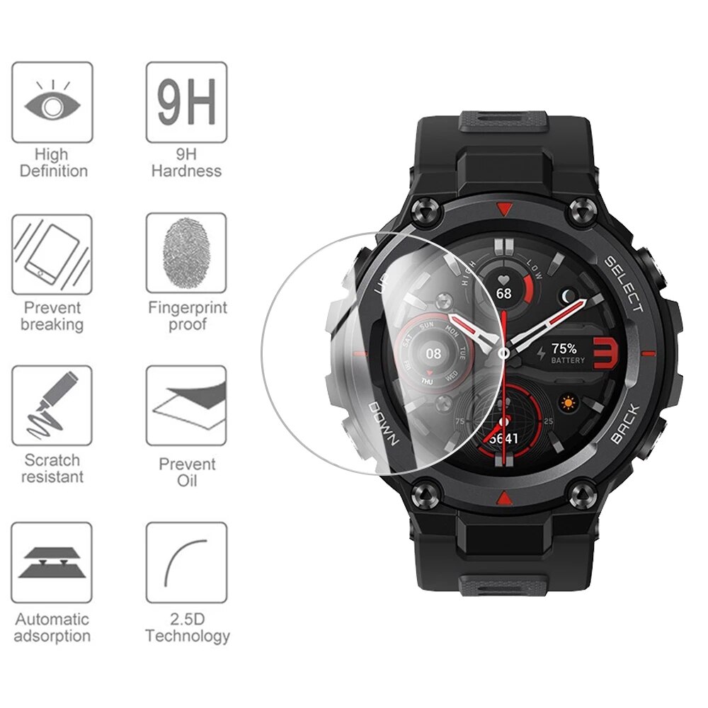 Suoja karkaistu lasi xiaomi amazfit t rex pro näytönsuoja amazfit trex t-rex pro suojalasikalvo