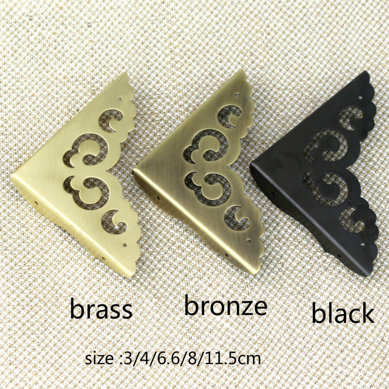 Antique Copper Clad Corner Brass Corners Cover Chinses Furniture Wooden Case Edge Protection Jewelry Box Corner Feet 11.5CM