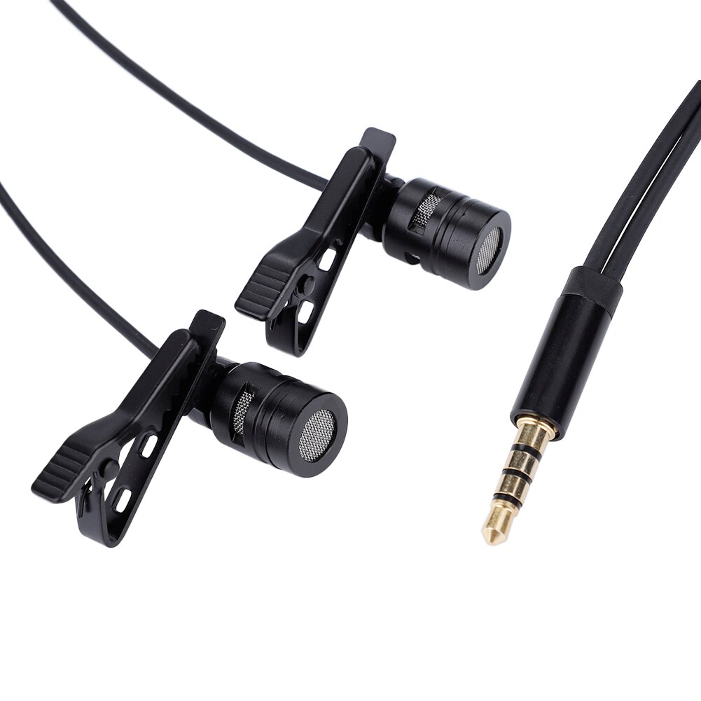 SOONHUA Microphone Dual-Head Mic 3.5mm Lapel Clip Microphones With Capacitor Technology For Smart Phone​​